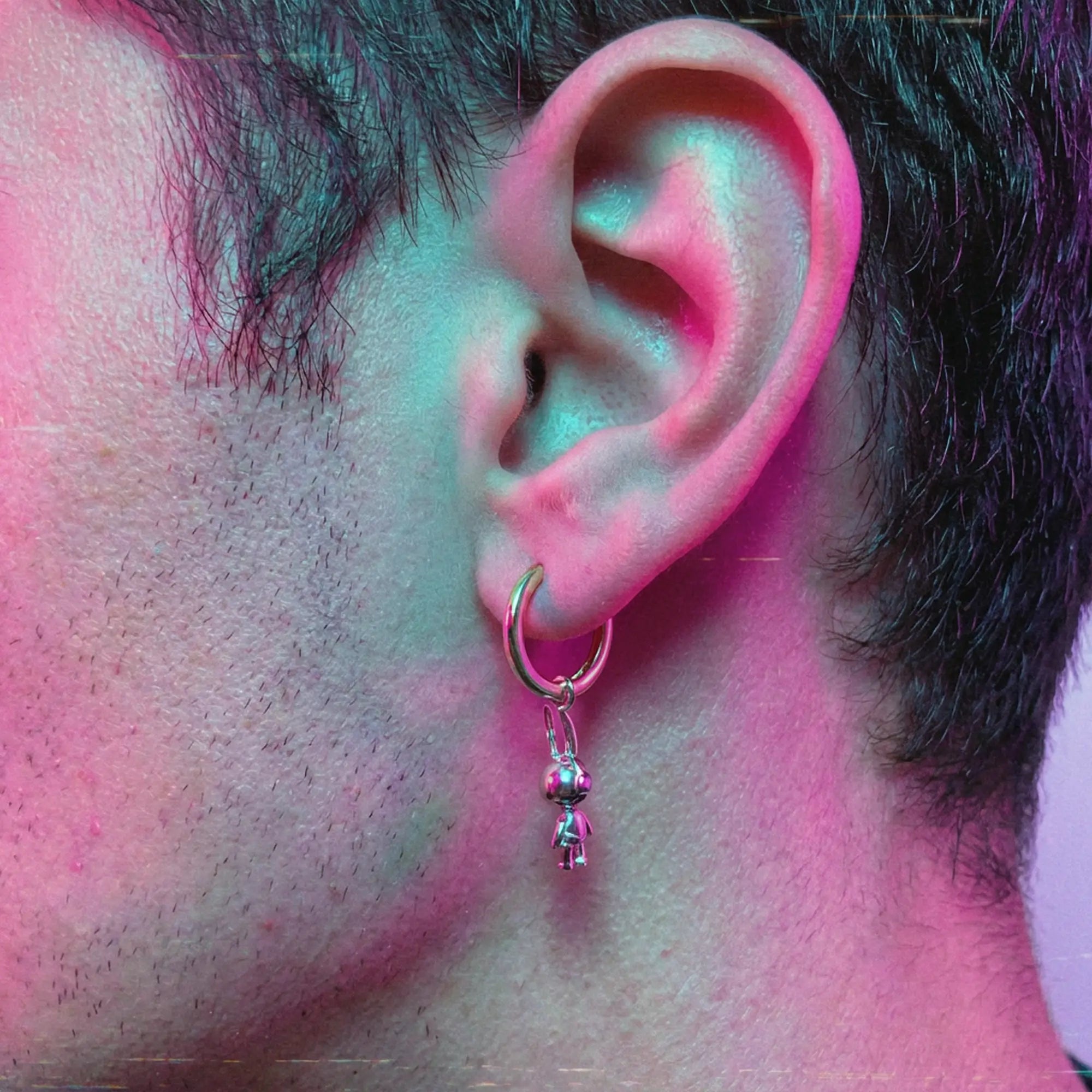 Mini Bold Silver Hoop Single Earring