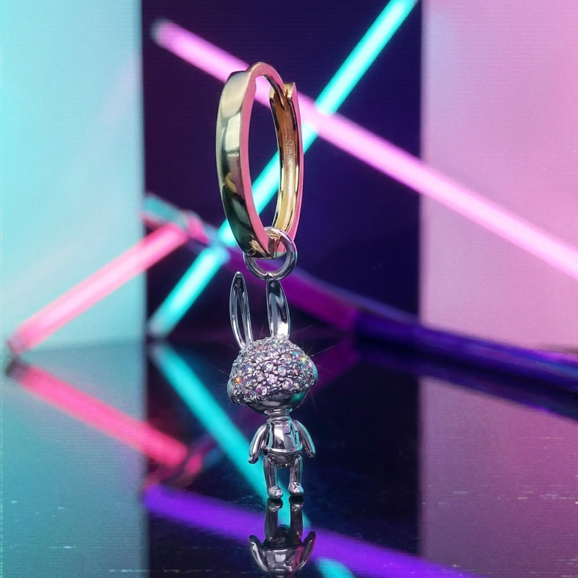 Mini Pave Silver Hoop Single Earring