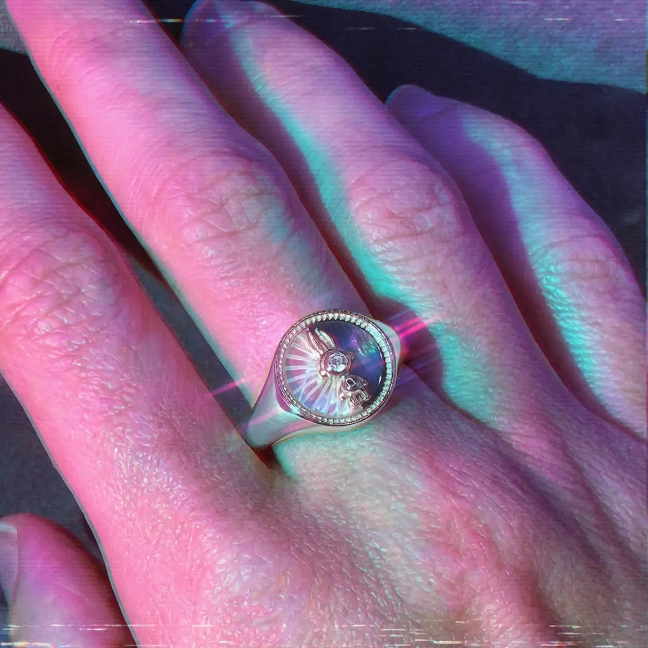 Signet Luna Ring with Moissanite