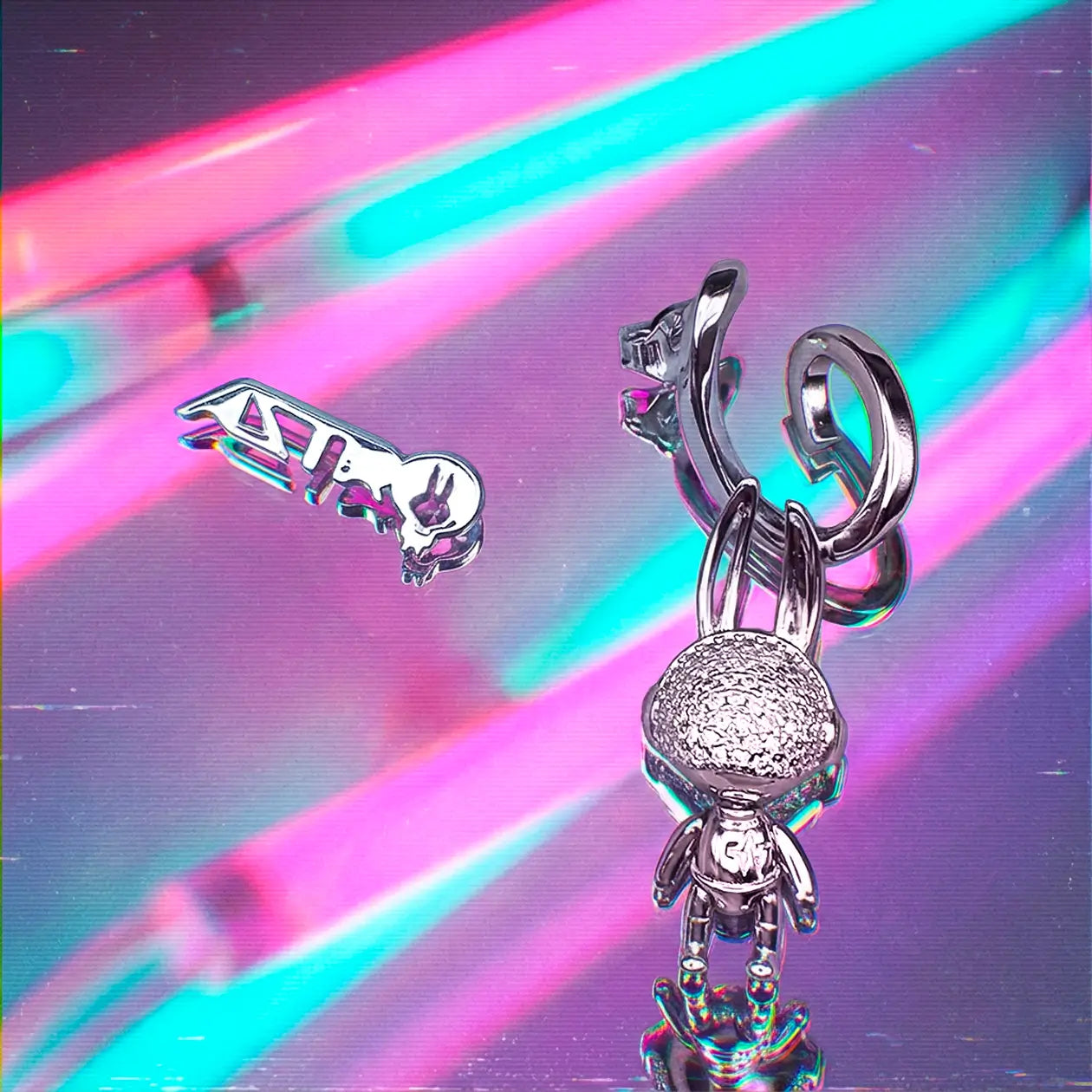 Asymmetric Large Pave Silver Earrings