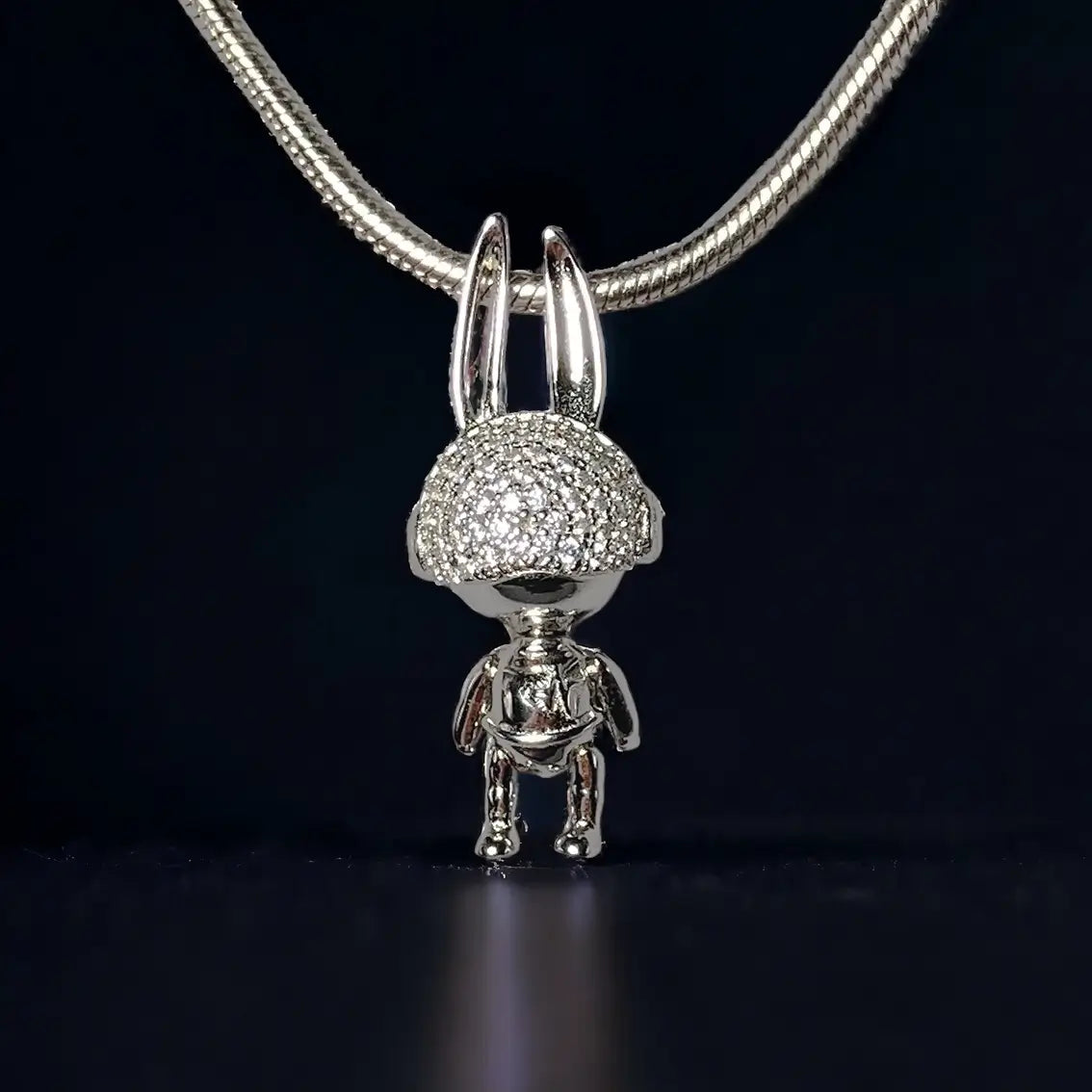 Astrobunny Bold Unisex Silver Moissanite Pave Pendant  Necklace