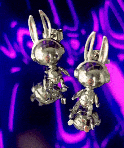 cute bunny silver stud earrings